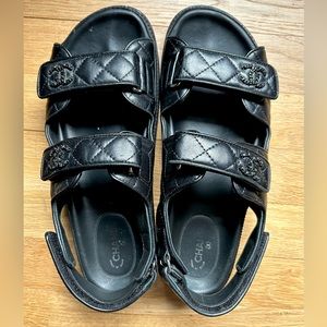 Chanel Dad Sandals black quilted leather 39.5 / 9.5